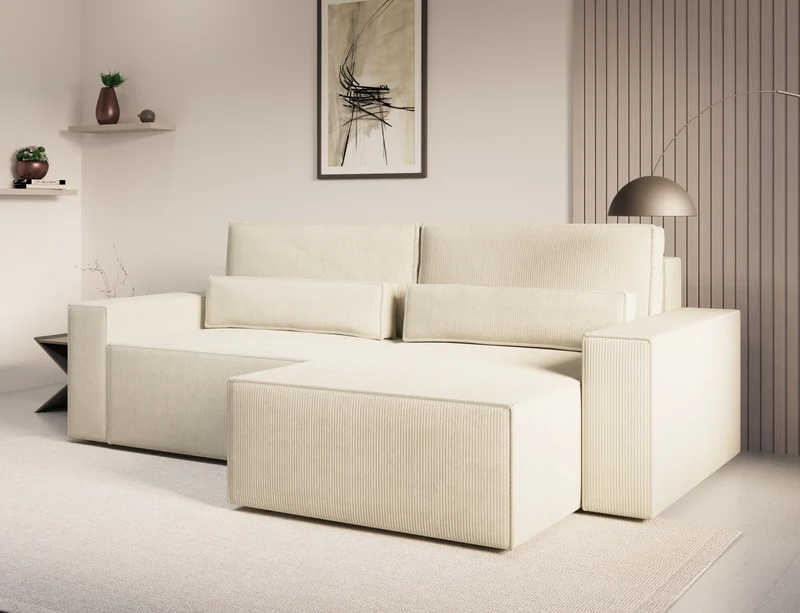 Ecksofa – Brazil – Cord-Schlafsofa mit Schlaffunktion & Bettkasten
