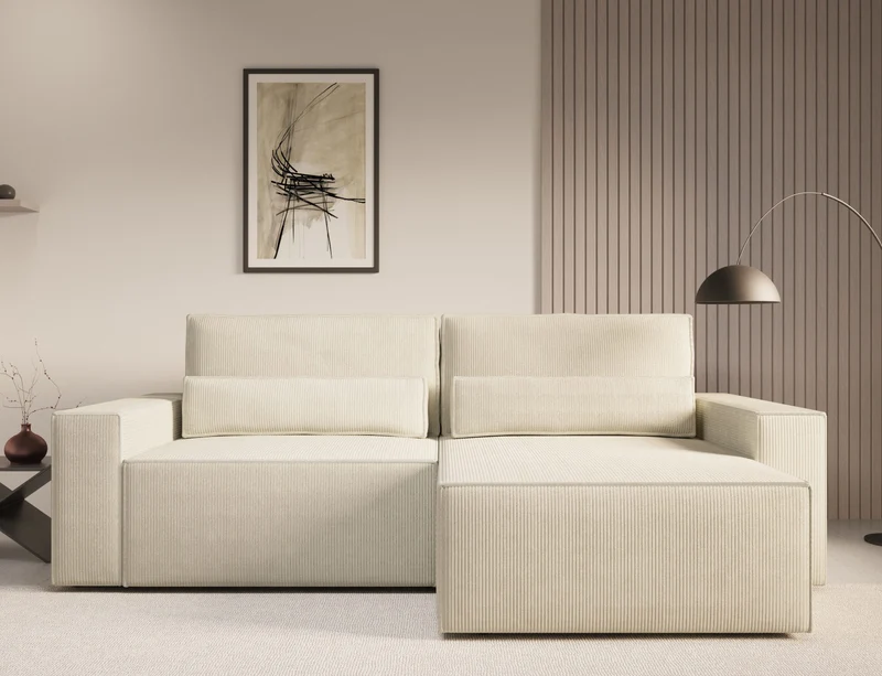 Ecksofa – Brazil – Cord-Schlafsofa mit Schlaffunktion & Bettkasten