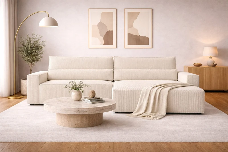 Ecksofa – Brazil – Cord-Schlafsofa mit Schlaffunktion & Bettkasten