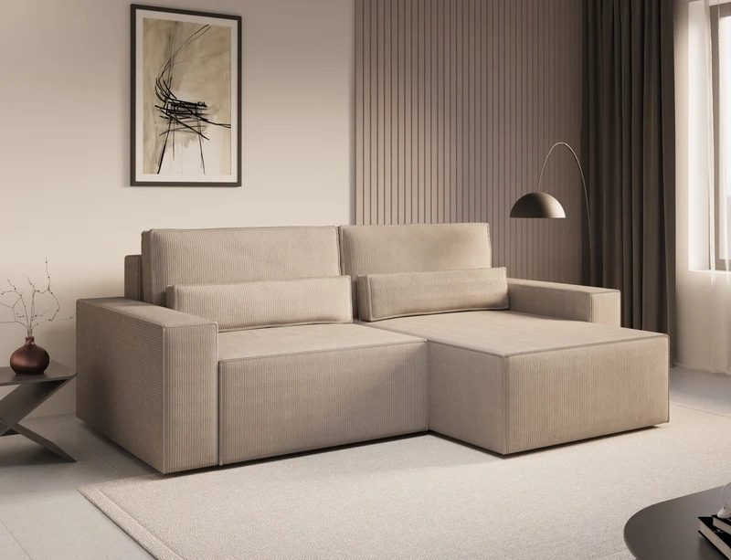 Ecksofa – Brazil – Cord-Schlafsofa mit Schlaffunktion & Bettkasten