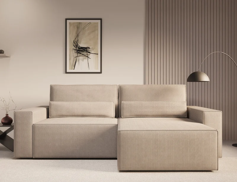 Ecksofa – Brazil – Cord-Schlafsofa mit Schlaffunktion & Bettkasten