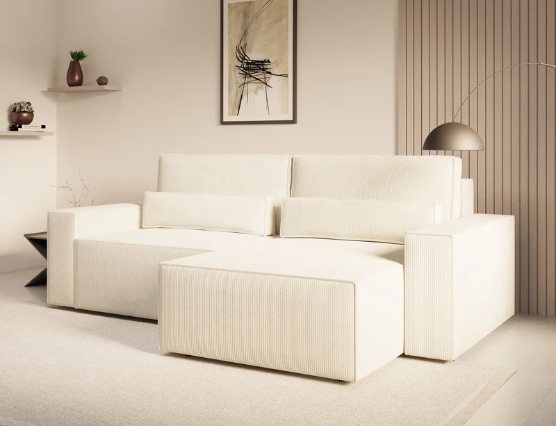 Ecksofa – Brazil – Cord-Schlafsofa mit Schlaffunktion & Bettkasten