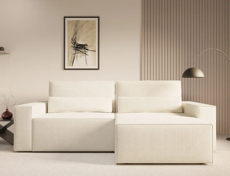Ecksofa – Brazil – Cord-Schlafsofa mit Schlaffunktion & Bettkasten