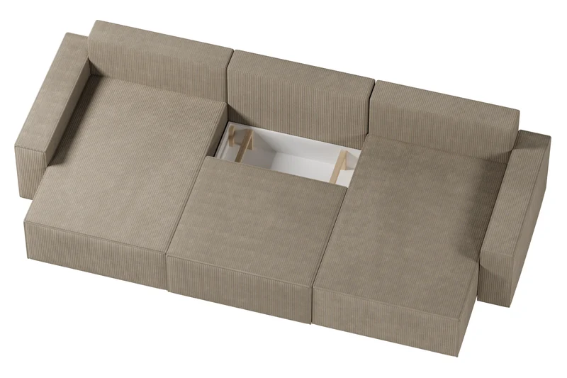 Ecksofa – Brazil U – Cord-Schlafsofa in U-Form mit Bettkasten & HR-Schaum