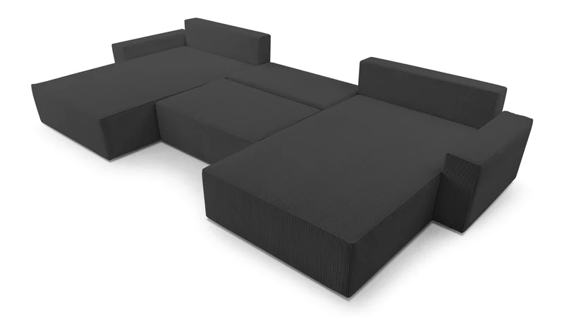 Ecksofa – Brazil U – Cord-Schlafsofa in U-Form mit Bettkasten & HR-Schaum