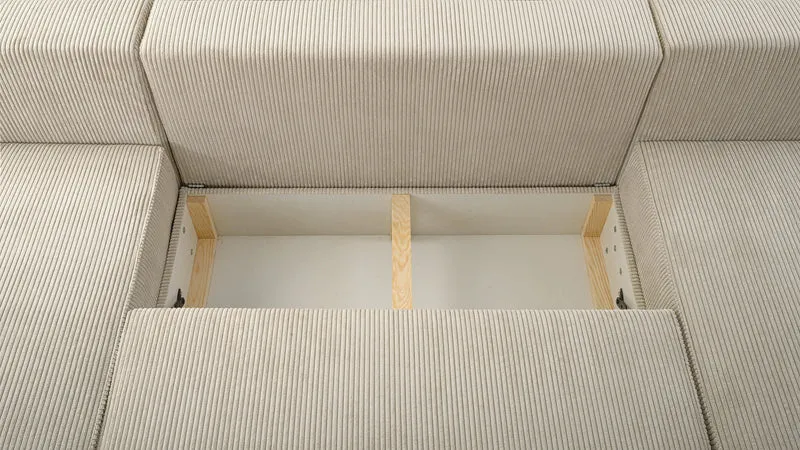 Ecksofa – Brazil U – Cord-Schlafsofa in U-Form mit Bettkasten & HR-Schaum