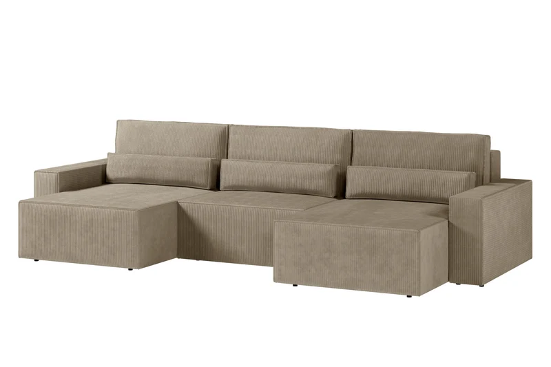 Ecksofa – Brazil U – Cord-Schlafsofa in U-Form mit Bettkasten & HR-Schaum