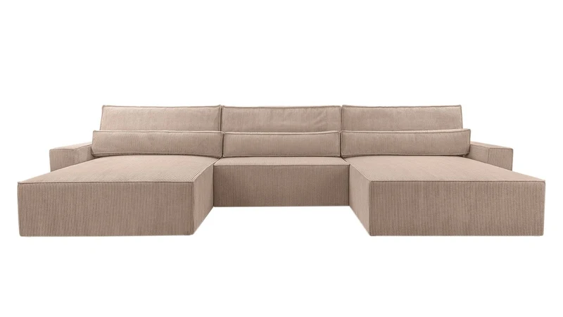 Ecksofa – Brazil U – Cord-Schlafsofa in U-Form mit Bettkasten & HR-Schaum