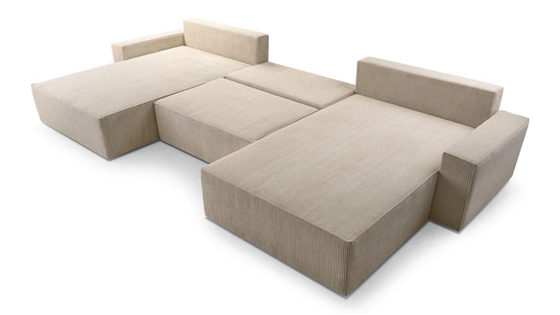 Ecksofa – Brazil U – Cord-Schlafsofa in U-Form mit Bettkasten & HR-Schaum