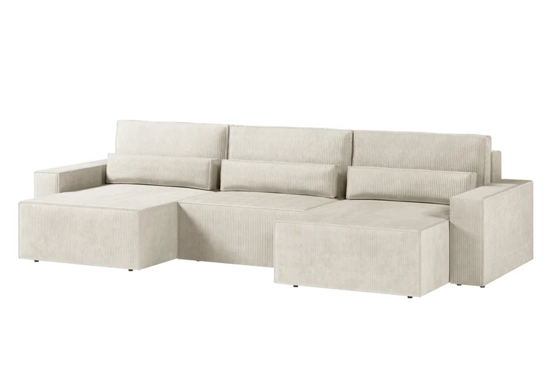 Ecksofa – Brazil U – Cord-Schlafsofa in U-Form mit Bettkasten & HR-Schaum