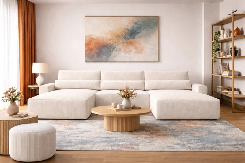 Ecksofa – Brazil U – Cord-Schlafsofa in U-Form mit Bettkasten & HR-Schaum