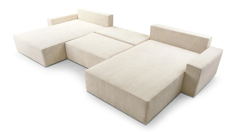 Ecksofa – Brazil U – Cord-Schlafsofa in U-Form mit Bettkasten & HR-Schaum