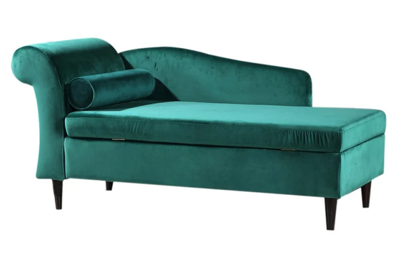 KAWOLA Polsterliege SARAH Ottomane Recamiere Stoff grün 163x77x73cm