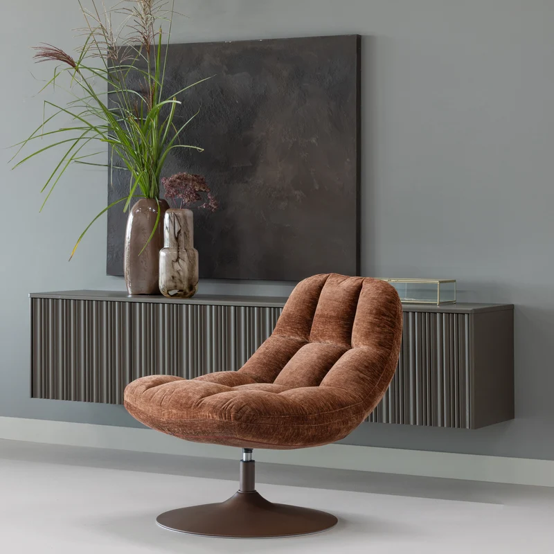 Elvi drehfauteuil chenille struktur rostbraun
