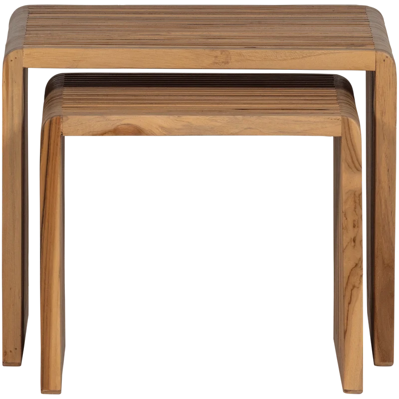 Jasmijn Beistelltisch aus recyceltem Teakholz natur – 2er-Set