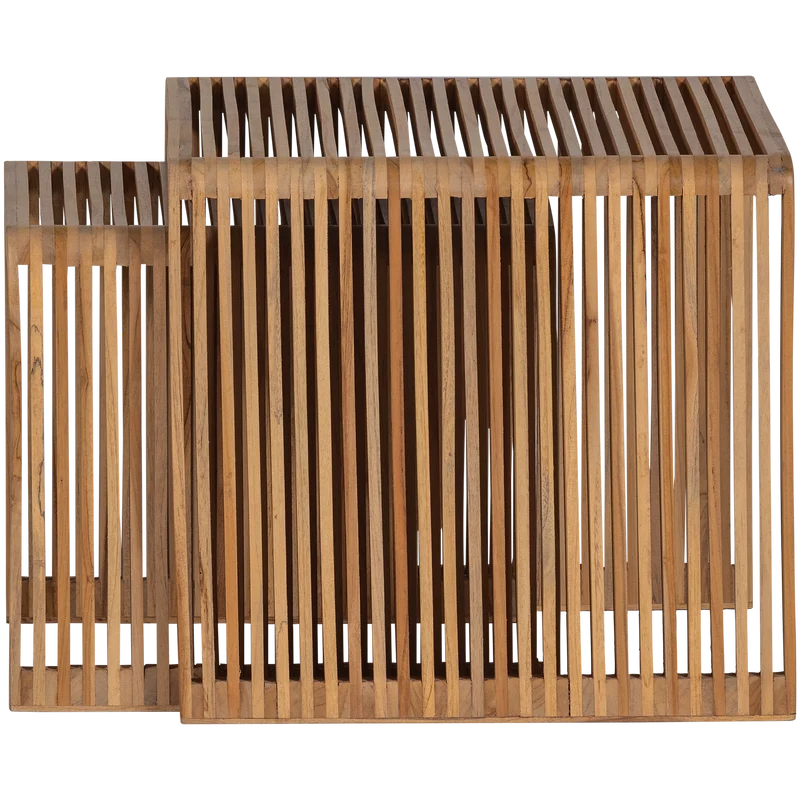 Jasmijn Beistelltisch aus recyceltem Teakholz natur – 2er-Set