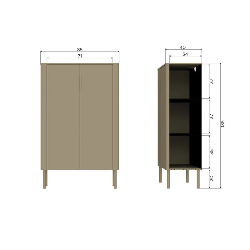 Gunnar 2-türiger Schrank aus Kiefernholz mud
