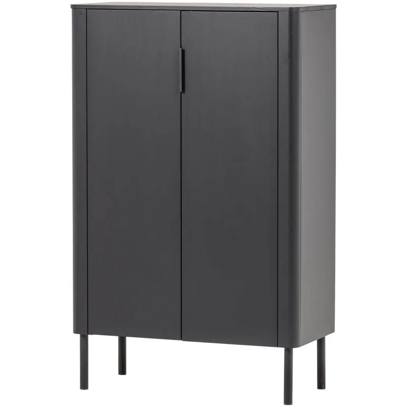 Gunnar 2-türiger Schrank aus Kiefernholz, mattschwarz