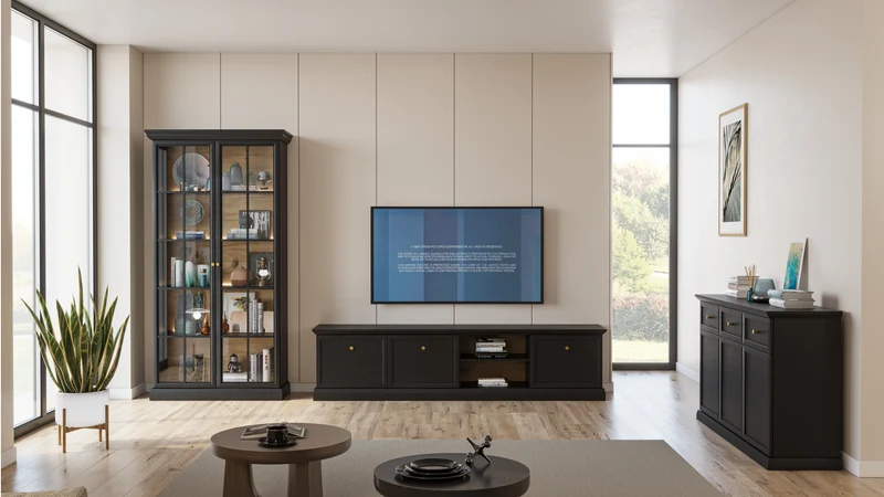 Livento Wohnzimmer-Set 3-teilig – Elegante Wohnmöbel im klassischen Design in Graphit