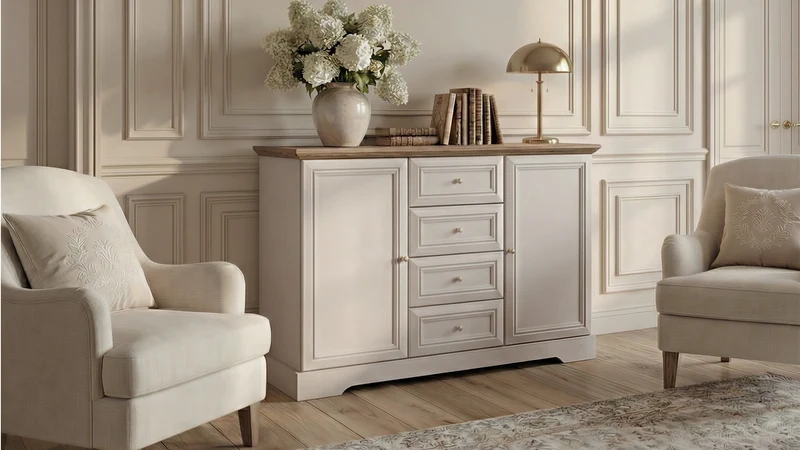 Castello Wohn- & Esszimmer-Set 2-teilig im Landhausstil – Kaschmir / Mavelie Eiche