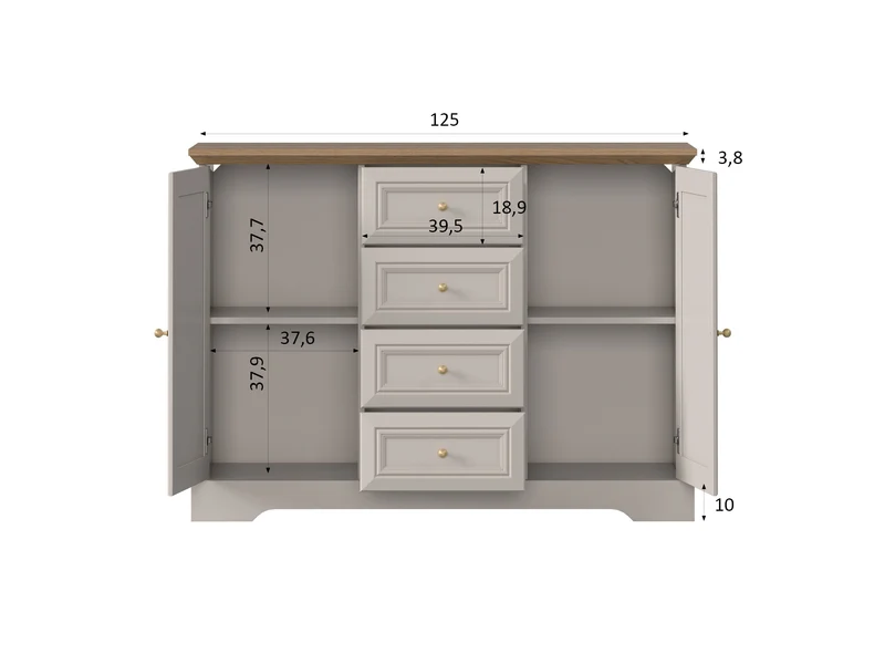 Castello Wohn- & Esszimmer-Set 2-teilig im Landhausstil – Kaschmir / Mavelie Eiche