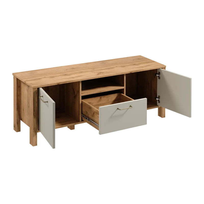 Velario Wohnzimmer-Set 5-teilig – Modernes Wohnmöbel-Set in Wotan Eiche & Beige