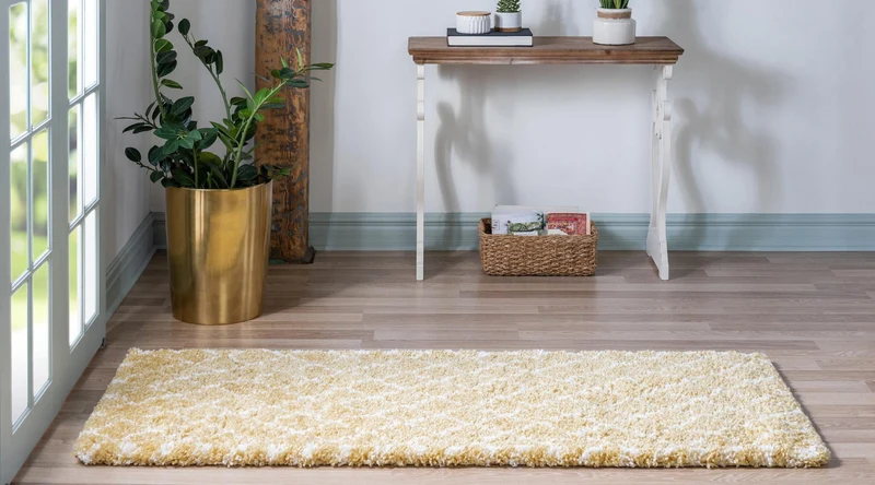 Teppich MARA Shaggy Läufer Narzissen-Gelb 80x305 cm