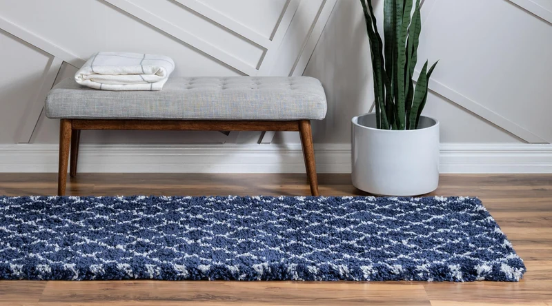 Teppich MARA Shaggy Läufer Ultra-Marineblau 80x185 cm