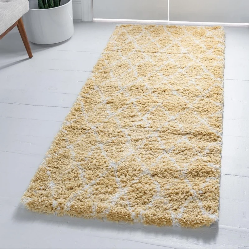Teppich MARA Shaggy Läufer Gold-Gelb 80x305 cm