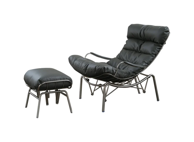 KAWOLA Relaxsessel ROWA Sessel Leder grau inklusive Hocker
