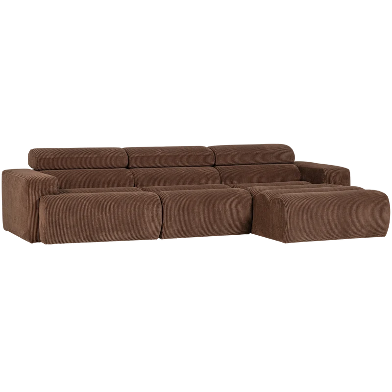 Novi chaise longue sofa rechts kord mokkabraun