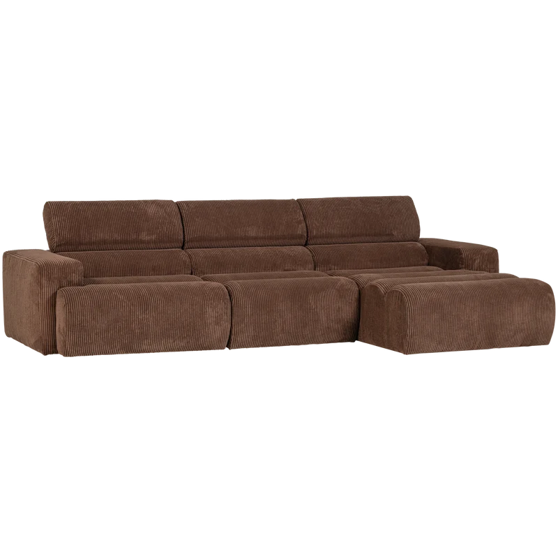 Novi chaise longue sofa rechts kord mokkabraun
