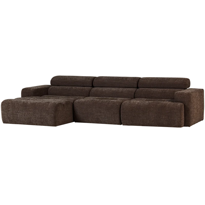 Novi chaise longue sofa links dunkelbraun melange