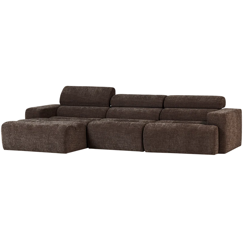 Novi chaise longue sofa links dunkelbraun melange