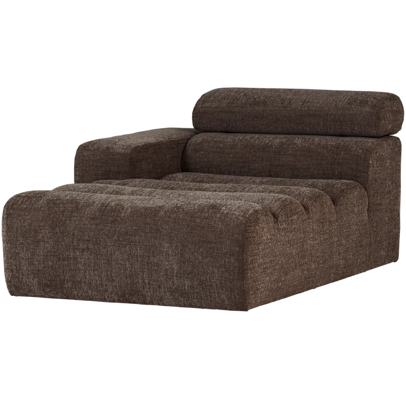 Novi chaise longue element armlehne links dunkelbraun melange