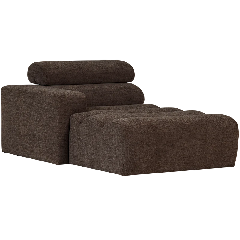 Novi chaise longue element armlehne links dunkelbraun melange