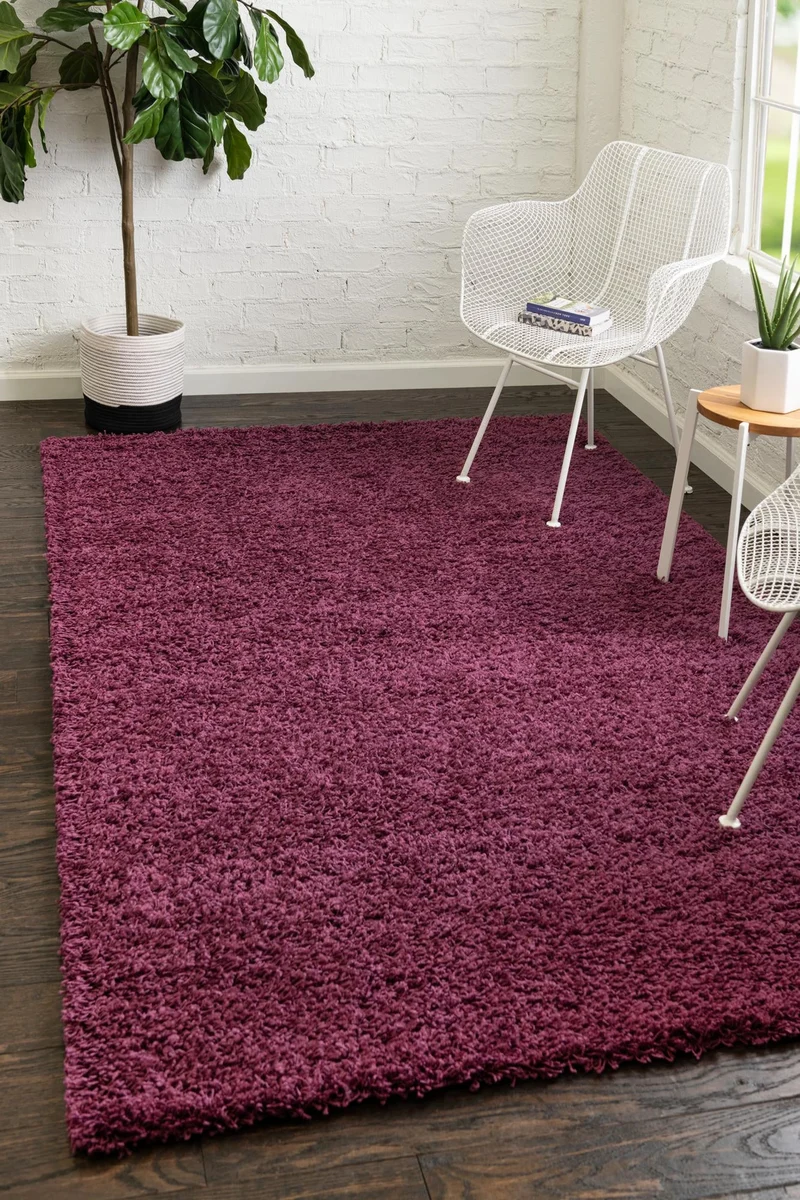 Teppich HIGH-FLOR Rechteckig Aubergine Lila diverse Größen
