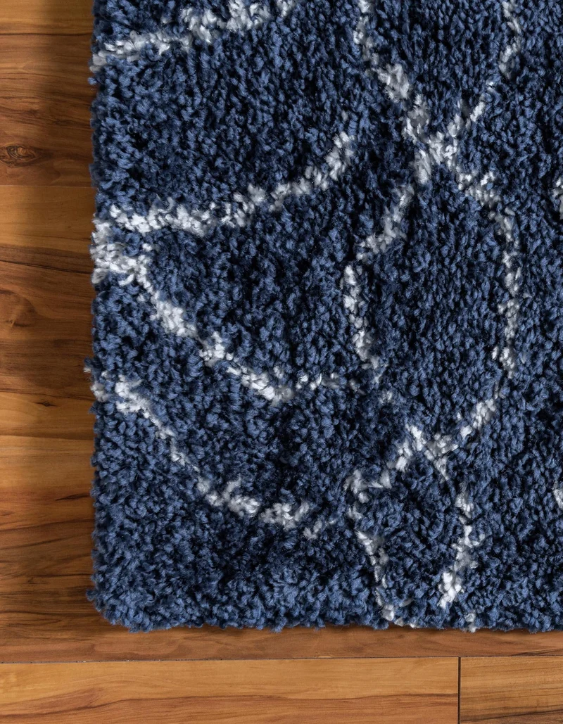 Teppich MARA Shaggy Läufer Marineblau 80x305 cm