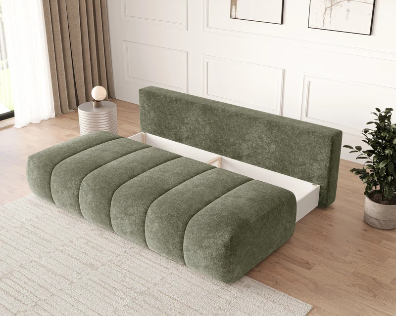 Schlafsofa – Stanley – Amari – 210 cm mit Bettkasten & Zierkissen