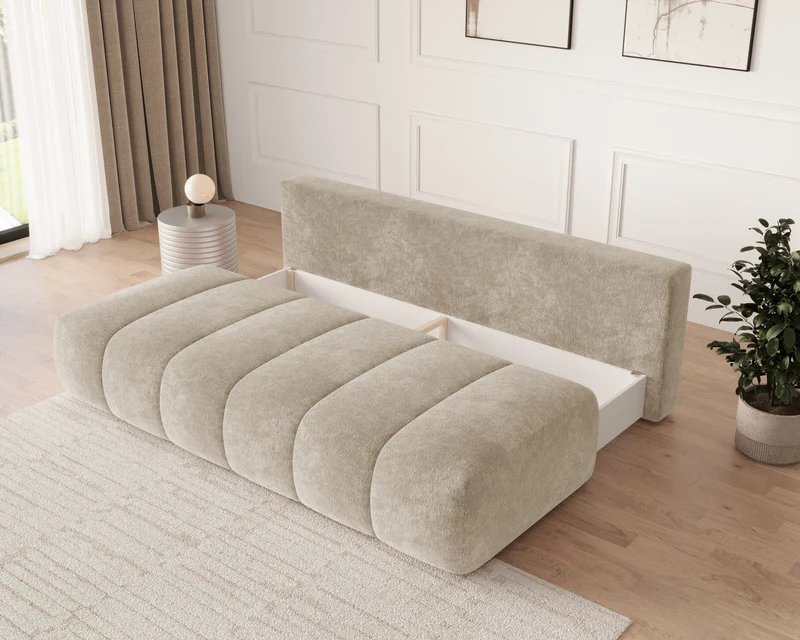 Schlafsofa – Stanley – Amari – 210 cm mit Bettkasten & Zierkissen