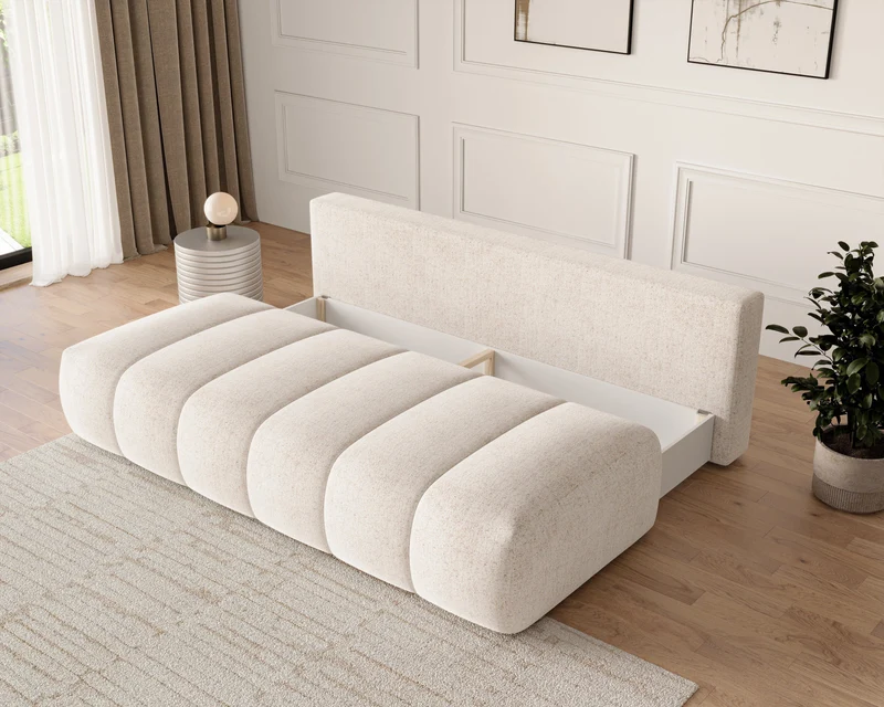 Schlafsofa – Stanley – Amari – 210 cm mit Bettkasten & Zierkissen