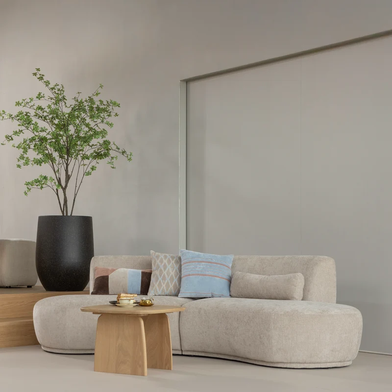Batavier halbrundes Sofa 4-Sitzer Samt melange sand