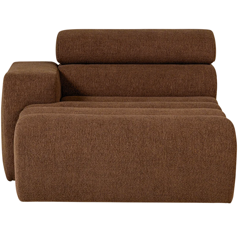 Novi Chaiselongue Element Arm links Bouclé Mokkabraun