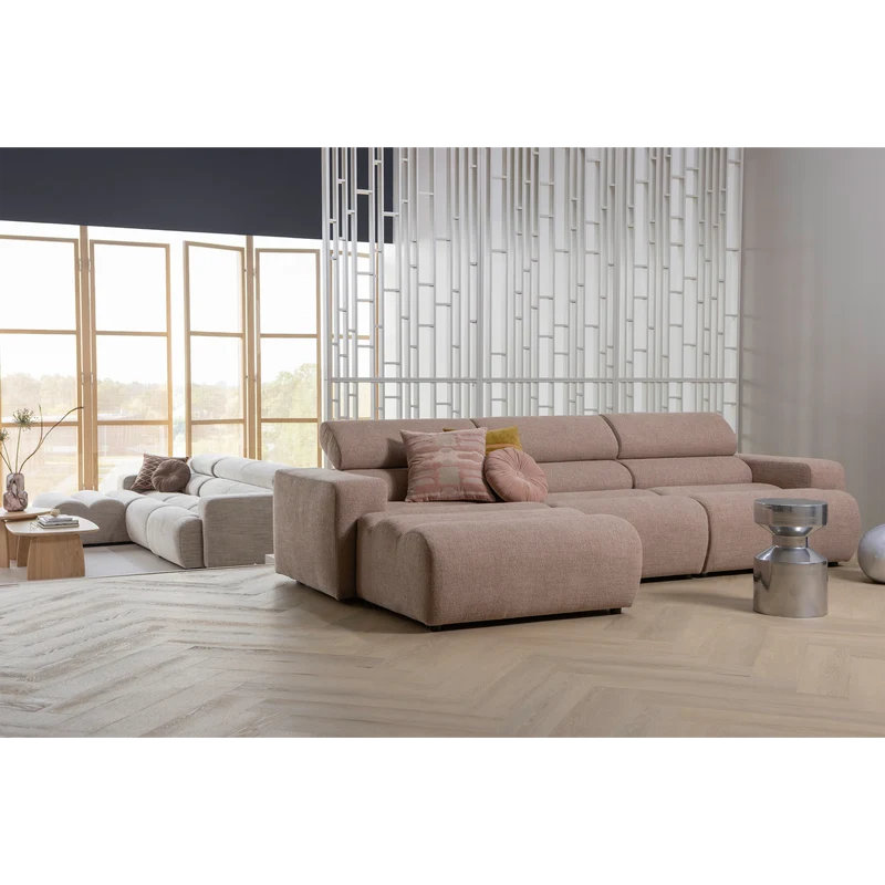 Novi Chaiselongue Element Arm links Bouclé Taupe