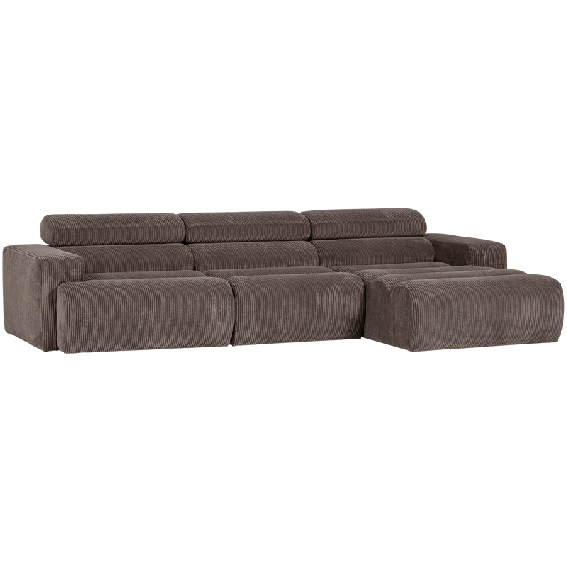 Novi chaise longue sofa rechts kord graubraun