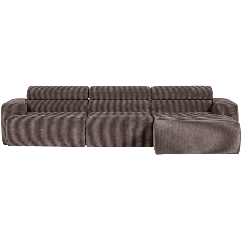 Novi chaise longue sofa rechts kord graubraun