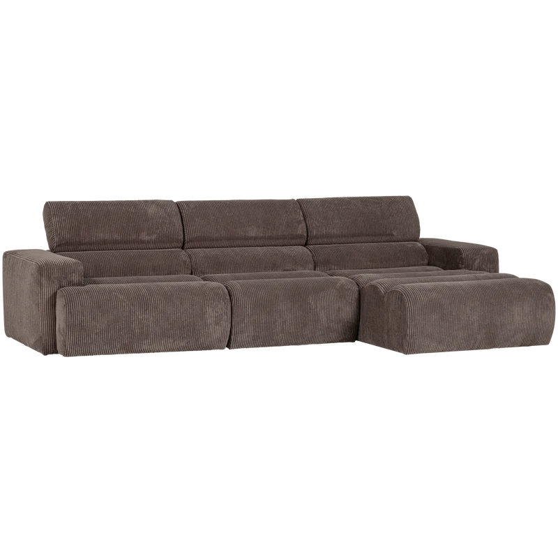 Novi chaise longue sofa rechts kord graubraun