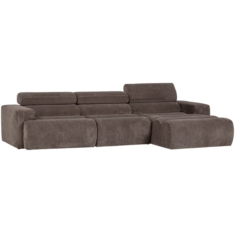 Novi chaise longue sofa rechts kord graubraun