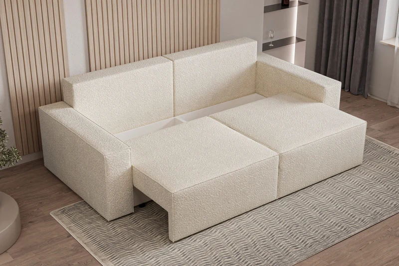 Schlafsofa – Brazil – 248 cm mit Bettkasten & Bouclé-Bezug