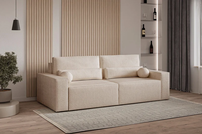 Schlafsofa – Brazil – 248 cm mit Bettkasten & Bouclé-Bezug